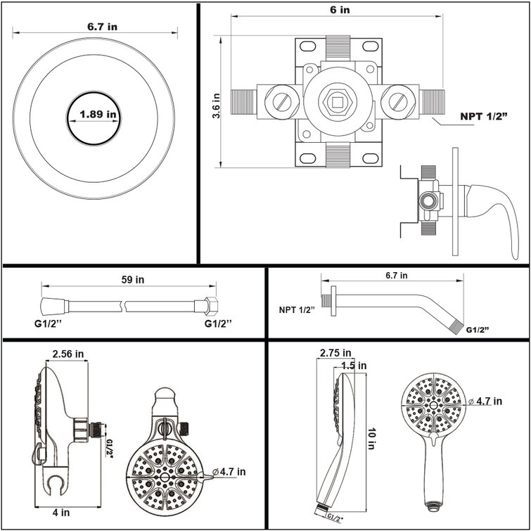 POP Sanitaryware Shower Faucet Set With Valve Bathroom High